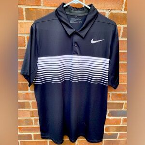 Nike Dri-Fit Xl Black with White stripes golf shirt.